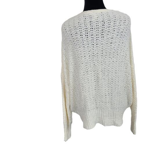 Time & Tru Women Cream Open Knit Soft Beachy Coastal Cottage Core Sweater XL - Picture 3 of 14